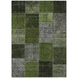 8' X 10' Olive Green And Artichoke Green Patchwork Washable Indoor Outdoor Area Rug