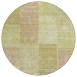8' Green Copper And Mint Green Round Patchwork Washable Indoor Outdoor Area Rug