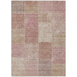 5' X 8' Blush Pink And Mauve Patchwork Washable Indoor Outdoor Area Rug