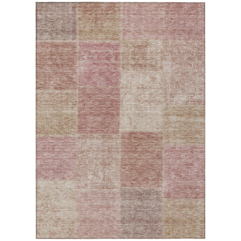 5' X 8' Blush Pink And Mauve Patchwork Washable Indoor Outdoor Area Rug