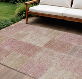8' X 10' Blush Pink And Mauve Patchwork Washable Indoor Outdoor Area Rug