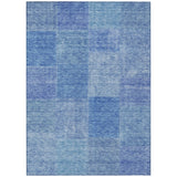 5' X 8' Denim Blue And Sky Blue Patchwork Washable Indoor Outdoor Area Rug
