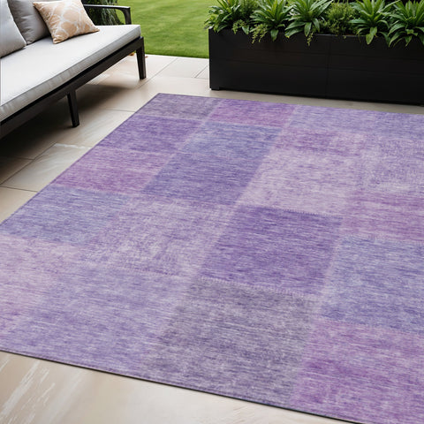 5' X 8' Lavender And Purple Patchwork Washable Indoor Outdoor Area Rug