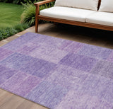 8' X 10' Lavender And Purple Patchwork Washable Indoor Outdoor Area Rug