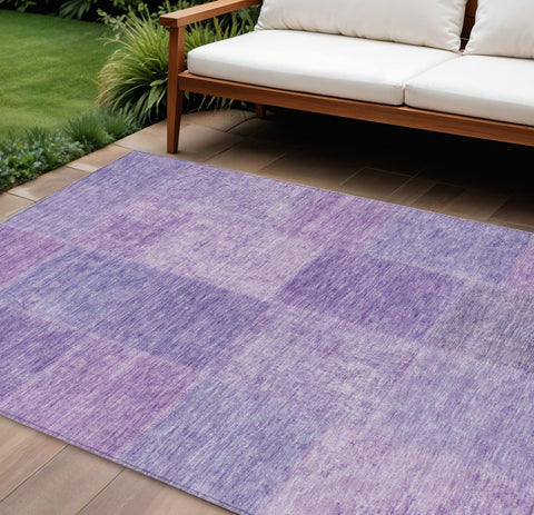 8' X 10' Lavender And Purple Patchwork Washable Indoor Outdoor Area Rug