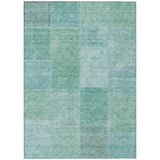 5' X 8' Teal Blue Sage And Green Patchwork Washable Indoor Outdoor Area Rug