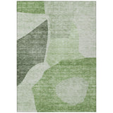 8' X 10' Olive Green And Fern Green Abstract Washable Indoor Outdoor Area Rug