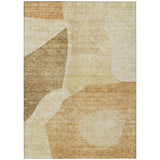 3' X 5' Beige Copper And Brown Abstract Washable Indoor Outdoor Area Rug