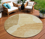 8' Beige Copper And Brown Round Abstract Washable Indoor Outdoor Area Rug
