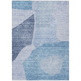 8' X 10' Denim Blue And Navy Blue Abstract Washable Indoor Outdoor Area Rug