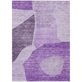 8' X 10' Eggplant Purple And Lilac Abstract Washable Indoor Outdoor Area Rug