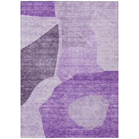 8' X 10' Eggplant Purple And Lilac Abstract Washable Indoor Outdoor Area Rug