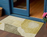 3' X 5' Gold Beige And Wheat Abstract Washable Indoor Outdoor Area Rug