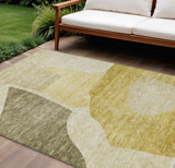 8' X 10' Gold Beige And Wheat Abstract Washable Indoor Outdoor Area Rug