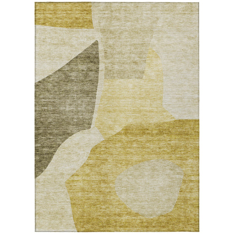 8' X 10' Gold Beige And Wheat Abstract Washable Indoor Outdoor Area Rug