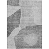 8' X 10' Silver Gray And Graphite Abstract Washable Indoor Outdoor Area Rug