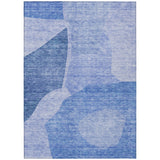 5' X 8' Navy Blue And Denim Blue Abstract Washable Indoor Outdoor Area Rug