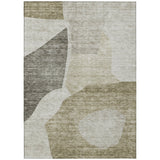 8' X 10' Taupe Brown And Beige Abstract Washable Indoor Outdoor Area Rug