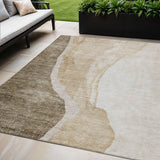 5' X 8' Brown And Taupe Abstract Washable Indoor Outdoor Area Rug