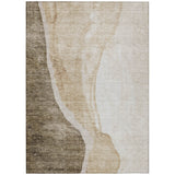 8' X 10' Brown And Taupe Abstract Washable Indoor Outdoor Area Rug