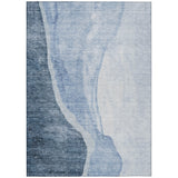 3' X 5' Navy Blue And Sky Blue Abstract Washable Indoor Outdoor Area Rug
