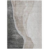 3' X 5' Charcoal Gray And Taupe Abstract Washable Indoor Outdoor Area Rug