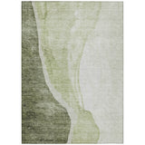 8' X 10' Olive Green And Beige Abstract Washable Indoor Outdoor Area Rug