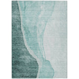 8' X 10' Teal Blue Aqua And Mint Green Abstract Washable Indoor Outdoor Area Rug