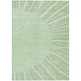 3' X 5' Green And Mint Green Abstract Washable Indoor Outdoor Area Rug