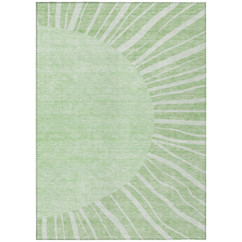 3' X 5' Green And Mint Green Abstract Washable Indoor Outdoor Area Rug
