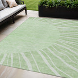 5' X 8' Green And Mint Green Abstract Washable Indoor Outdoor Area Rug