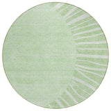 8' Green And Mint Green Round Abstract Washable Indoor Outdoor Area Rug