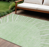 8' X 10' Green And Mint Green Abstract Washable Indoor Outdoor Area Rug