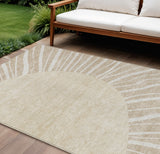 8' X 10' Beige And Khaki Abstract Washable Indoor Outdoor Area Rug