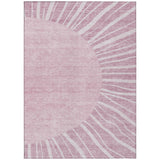3' X 5' Blush Pink And Mauve Abstract Washable Indoor Outdoor Area Rug