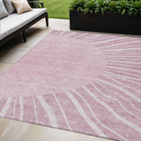 5' X 8' Blush Pink And Mauve Abstract Washable Indoor Outdoor Area Rug