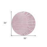 8' Blush Pink And Mauve Round Abstract Washable Indoor Outdoor Area Rug