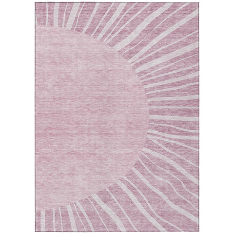 8' X 10' Blush Pink And Mauve Abstract Washable Indoor Outdoor Area Rug