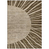 5' X 8' Brown Taupe And Beige Abstract Washable Indoor Outdoor Area Rug