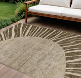8' X 10' Brown Taupe And Beige Abstract Washable Indoor Outdoor Area Rug