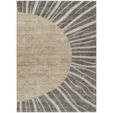 3' X 5' Chocolate Beige And Taupe Abstract Washable Indoor Outdoor Area Rug
