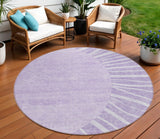 8' Lavender And Purple Round Abstract Washable Indoor Outdoor Area Rug