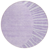 8' Lavender And Purple Round Abstract Washable Indoor Outdoor Area Rug