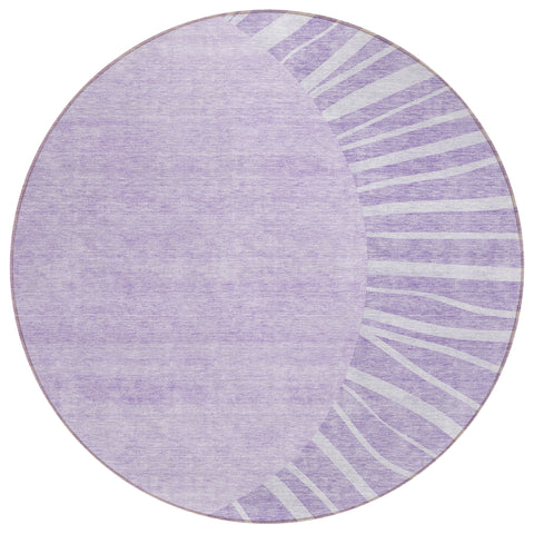 8' Lavender And Purple Round Abstract Washable Indoor Outdoor Area Rug