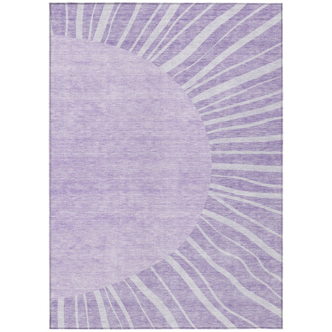 8' X 10' Lavender And Purple Abstract Washable Indoor Outdoor Area Rug