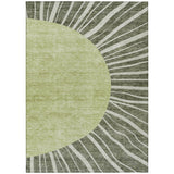 8' X 10' Olive Green And Artichoke Green Abstract Washable Indoor Outdoor Area Rug