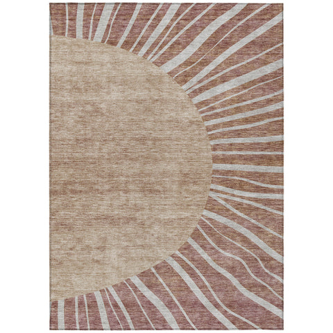 8' X 10' Orange Copper And Terra Cotta Abstract Washable Indoor Outdoor Area Rug