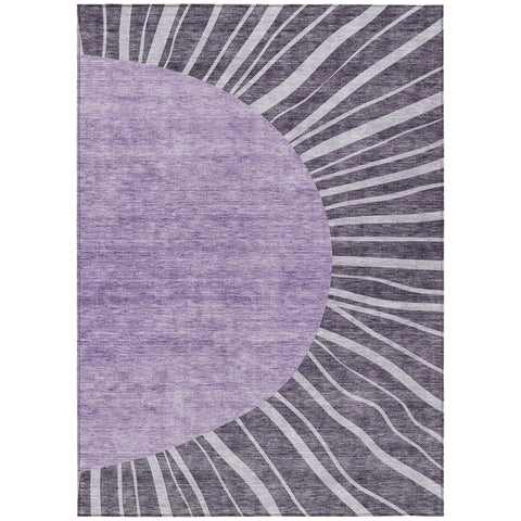 5' X 8' Purple Eggplant And Lavender Abstract Washable Indoor Outdoor Area Rug