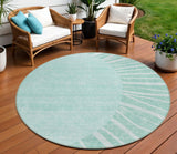 8' Teal Blue Aqua And Mint Green Round Abstract Washable Indoor Outdoor Area Rug
