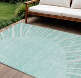 8' X 10' Teal Blue Aqua And Mint Green Abstract Washable Indoor Outdoor Area Rug